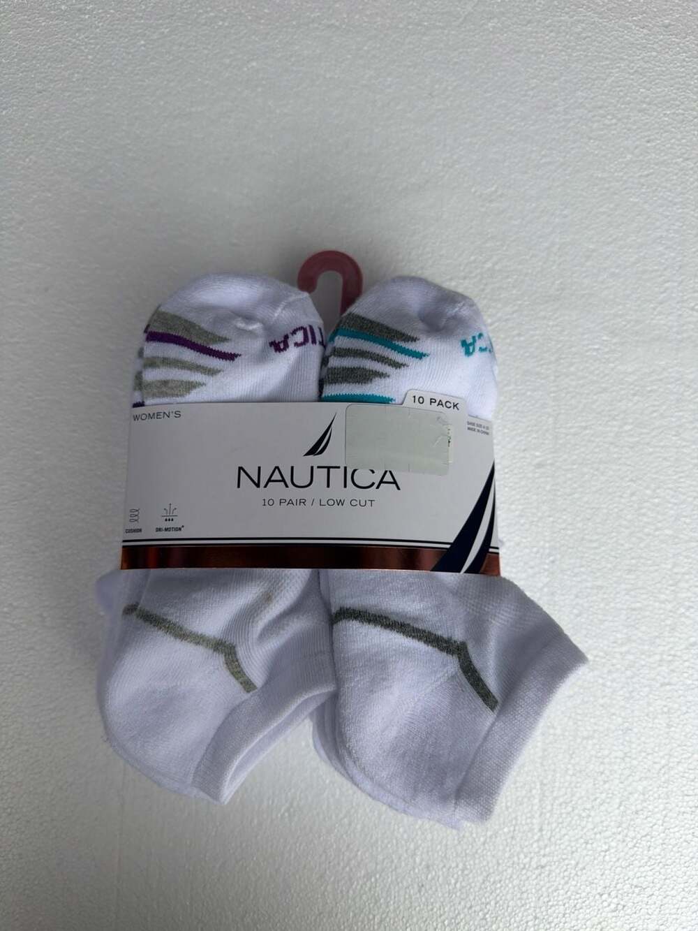 Nautica Women's Dri-Motion Low Cut Athletic Socks 10-Pack Shoe Size 4-10